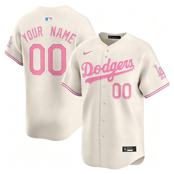 Men's Los Angeles Dodgers ACTIVE PLAYER Custom Bubblegum Cream Limited Stitched Baseball Jersey